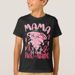 Mama des Zweifach-Wirbelsturm-Themen-2. Geburtstag T-Shirt