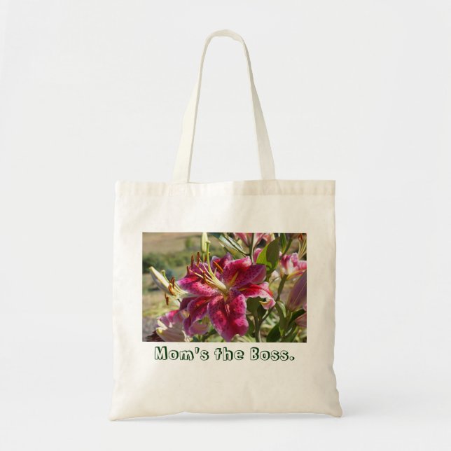 Mama: Die Boss-Tragetaschen Pink-Lily-Blume Tragetasche (Vorne)