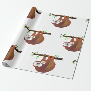 Mama, die das Baby-Sloth auf einer Baumzweigung hä Geschenkpapier