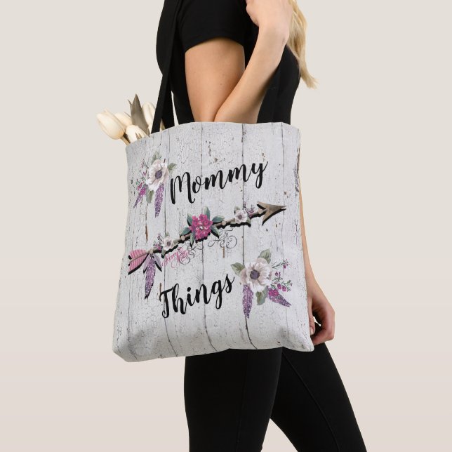 Mama-Dinge, Federn und Blume Tote Tasche (Von Nahem)