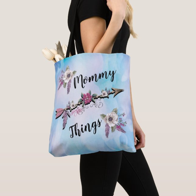 Mama-Dinge, Federn und Blume Tote Tasche (Von Nahem)