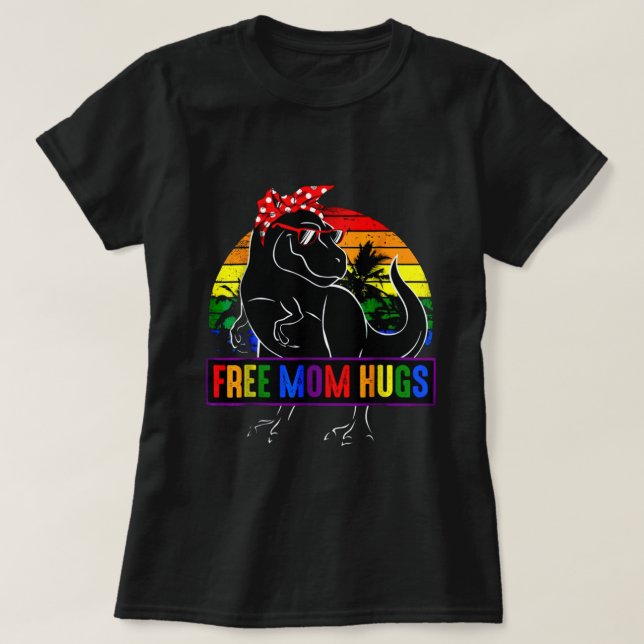 Mama dinosaur Freie Mama Hugs T-Shirt (Design vorne)