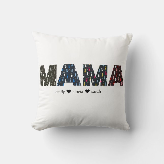 Mama Dog cat paw custom names Kissen (Vorderseite)