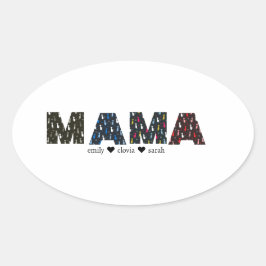 Mama Dog cat paw custom names Ovaler Aufkleber