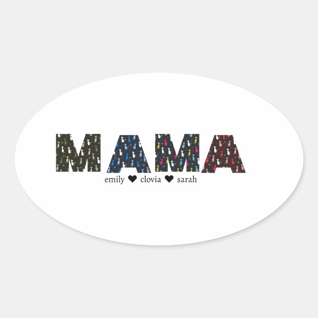 Mama Dog cat paw custom names Ovaler Aufkleber (Vorderseite)