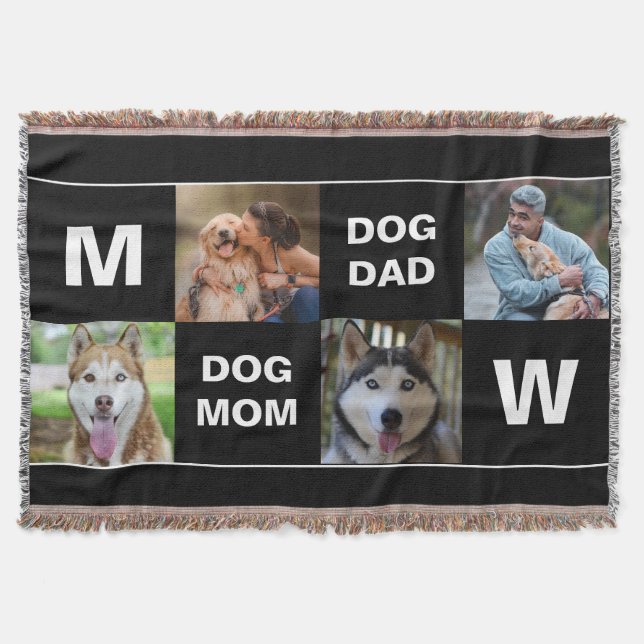 Mama Dog Vater benutzerdefinierte FotoCollage Decke (Vorderseite)