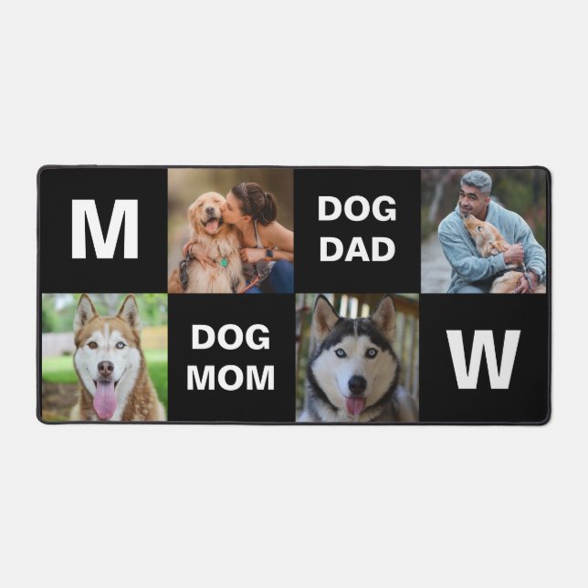 Mama Dog Vater benutzerdefinierte FotoCollage Schreibtischunterlage (Vorderseite)
