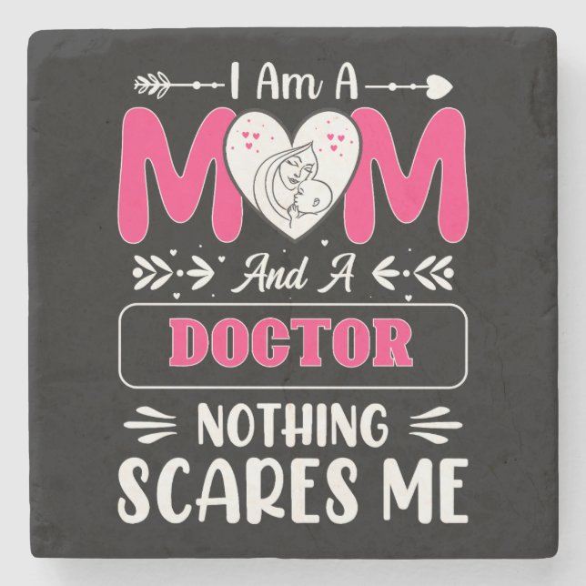 Mama Doktor, Funny Doctor Mama Steinuntersetzer (Vorderseite)