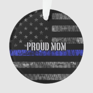 Mama dünne blaue Linie Flag gestört Ornament