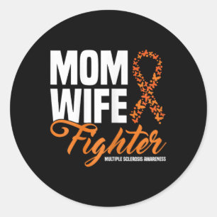 Mama Ehefrau Bekämpfen der Orangen Ribbon Multiple Runder Aufkleber