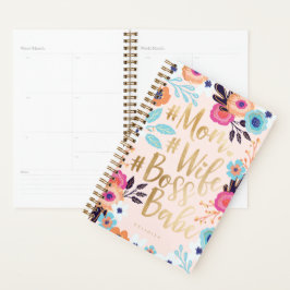 Mama, Ehefrau, Boss Babe | Bold Florals & Gold Scr Planer
