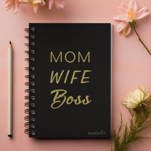 Mama Ehefrau Boss Quote l Black & Gold Typografie Planer