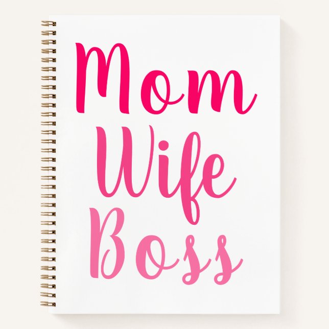 Mama Ehefrau Chef Farbverlauf rosa benutzerdefinie Notizbuch (Vorderseite)