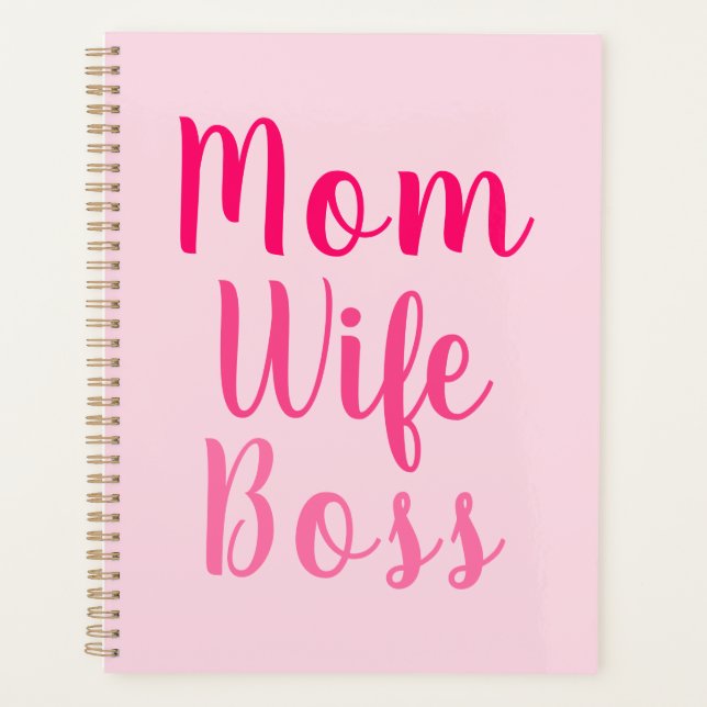Mama Ehefrau Chef Farbverlauf rosa benutzerdefinie Planer (Vorderseite)