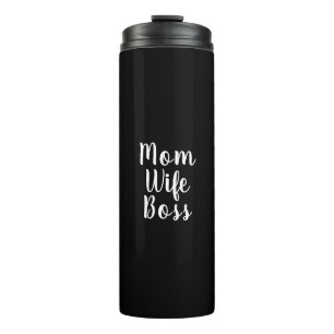 Mama Ehefrau Chef Schwarz-weißes benutzerdefiniert Thermosbecher