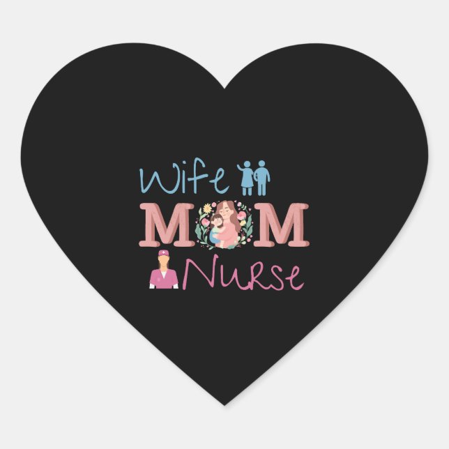 Mama Ehefrau Nurse Herz-Aufkleber (Vorderseite)