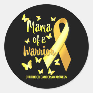 Mama eines Kriegers Awareness für Kinderkrebs Gold Runder Aufkleber