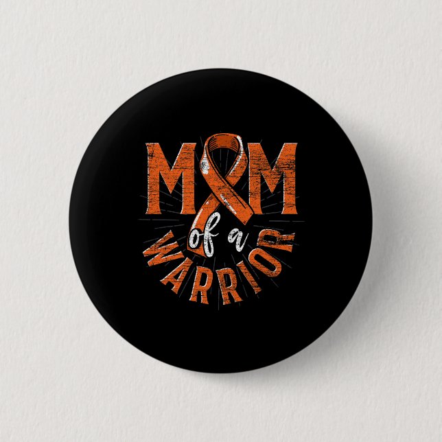 Mama eines Orangen-Ribbon-Krebses Button (Vorderseite)