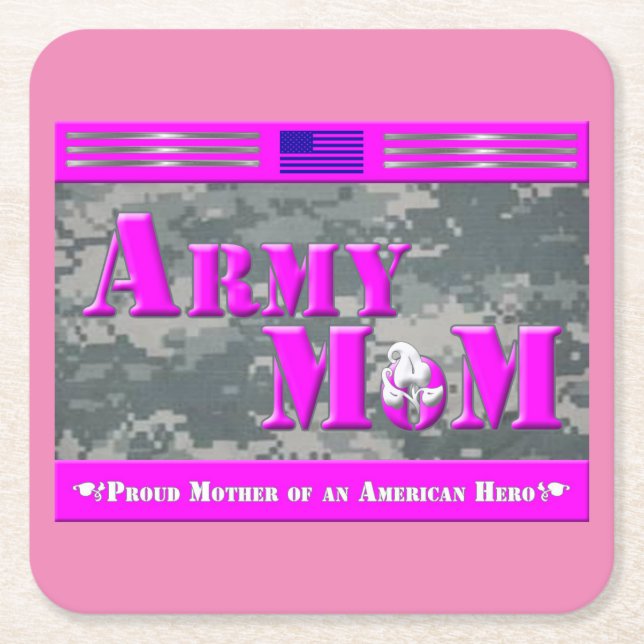 Mama eines Soldaten durch die Armee Rechteckiger Pappuntersetzer (Vorderseite)