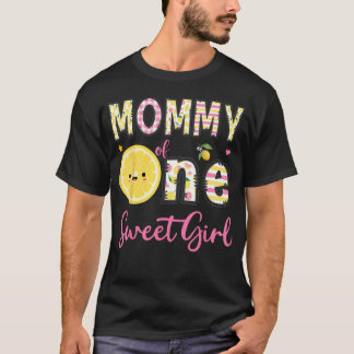 Mama eines süßen Mädchens Pinke Zitrone 1. Geburts T-Shirt