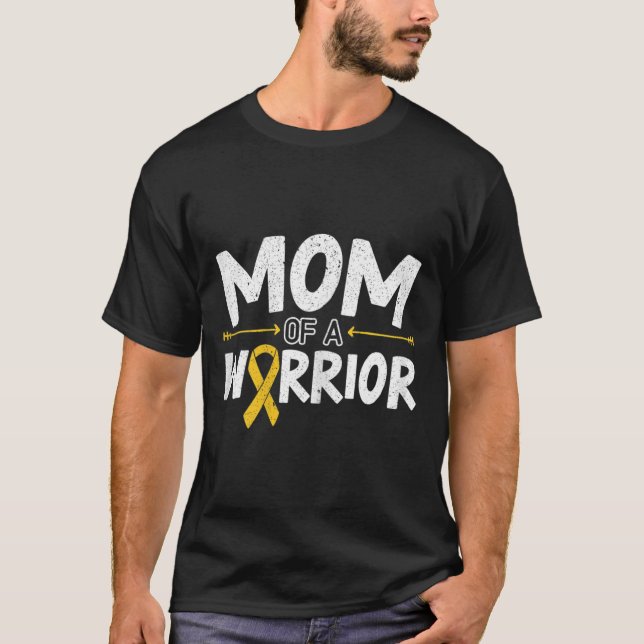 Mama eines Warrior Childhood Cancer Awareness Mont T-Shirt (Vorderseite)