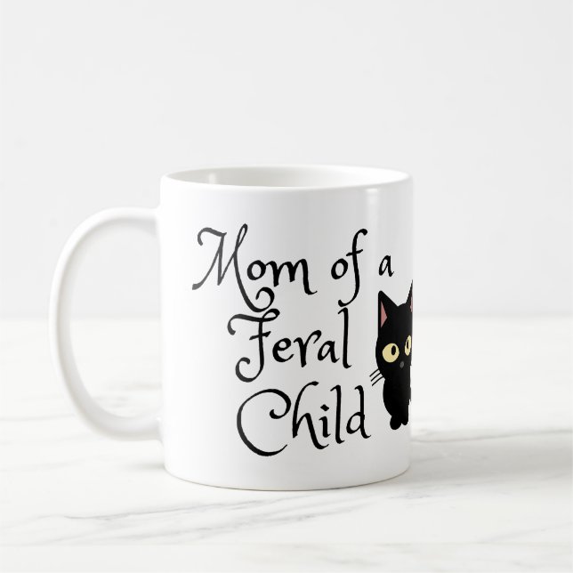 Mama eines Wildkindes mit Schwarzer Katze Kaffeetasse (Links)