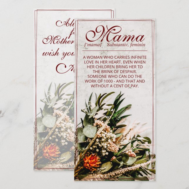Mama - einfach unersetzlich - Bouquet (Vorne/Hinten)