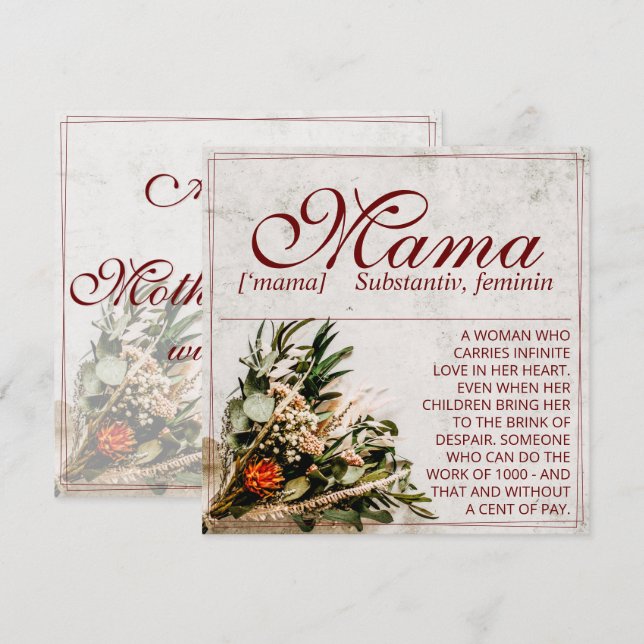 Mama - einfach unersetzlich - Bouquet (Vorne/Hinten)