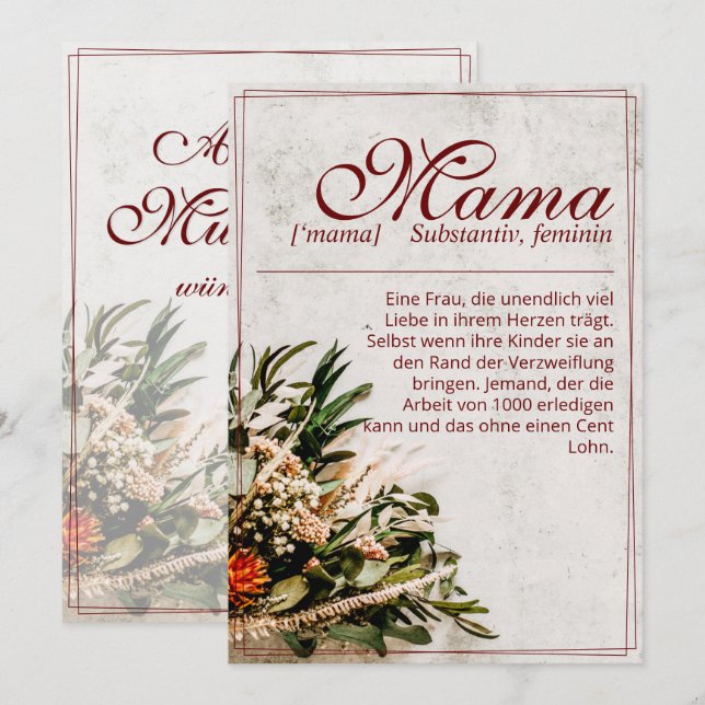 Mama - einfach unersetzlich - Bouquet (Vorne/Hinten)