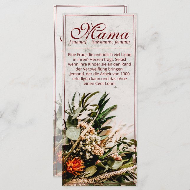 Mama - einfach unersetzlich - Bouquet (Vorne/Hinten)