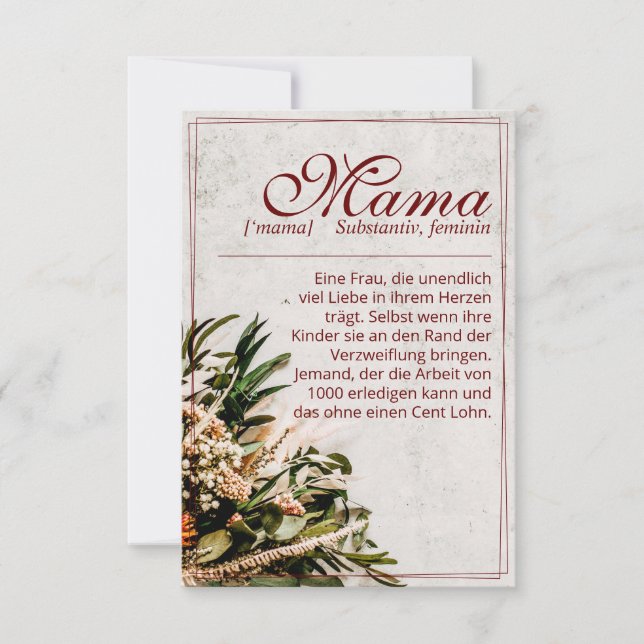 Mama - einfach unersetzlich - Bouquet (Vorderseite)