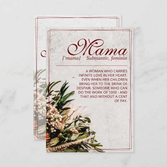 Mama - einfach unersetzlich - Bouquet (Vorne/Hinten)