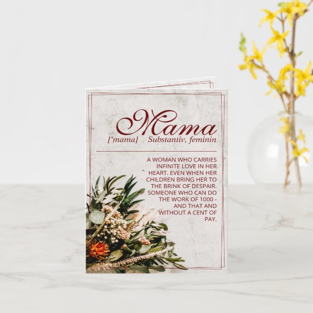 Mama - einfach unersetzlich - Bouquet Karte (Gelbe Blume)