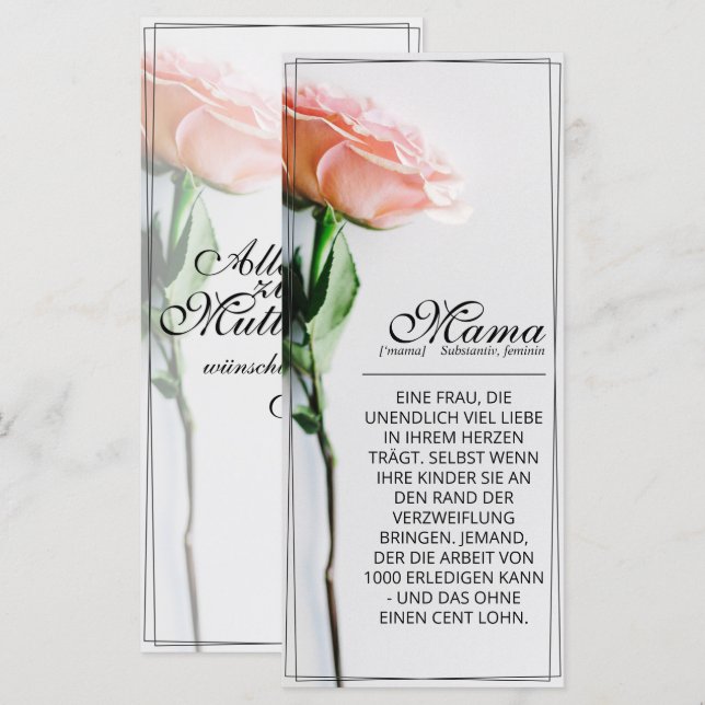 Mama - einfach unersetzlich | Classic Card - Rose (Vorne/Hinten)