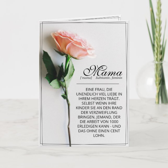 Mama - einfach unersetzlich | Classic Card - Rose Karte (Vorderseite)