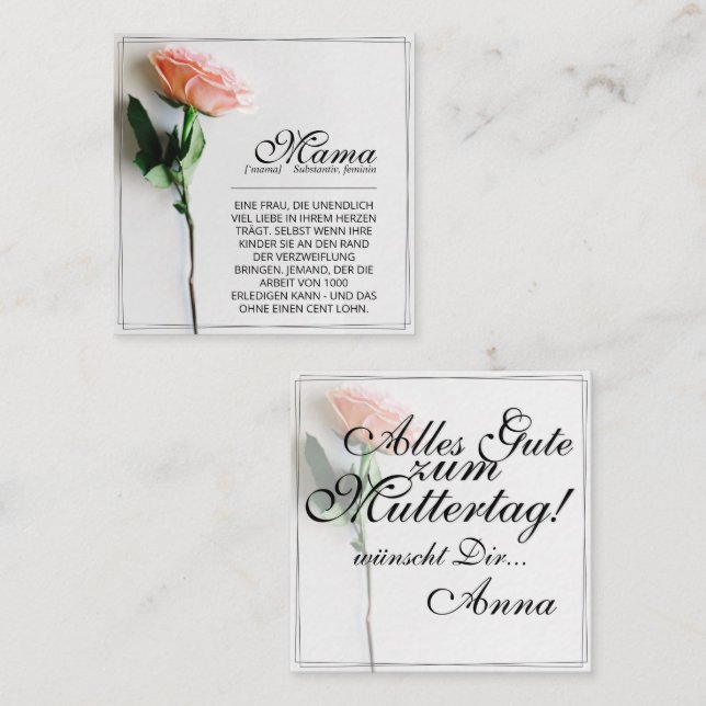 Mama - einfach unersetzlich | Classic Card - Rose Mitteilungskarte (Vorne/Hinten)