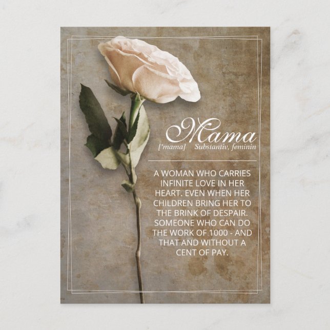 Mama - einfach unersetzlich - Vintag Feiertagspostkarte (Vorderseite)