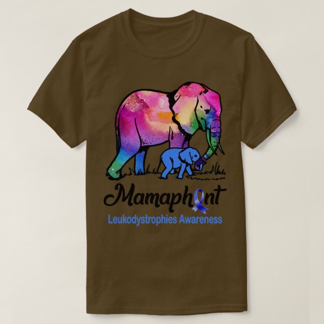 Mama Elephant Mamaphant Leukodystrophien Bewusstse T-Shirt (Design vorne)