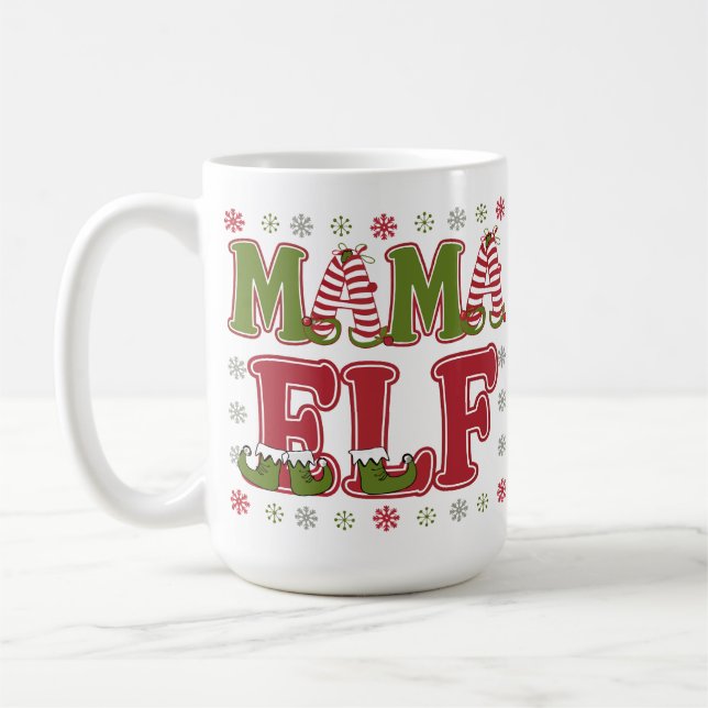 Mama Elf Christmas Kaffeetasse (Links)