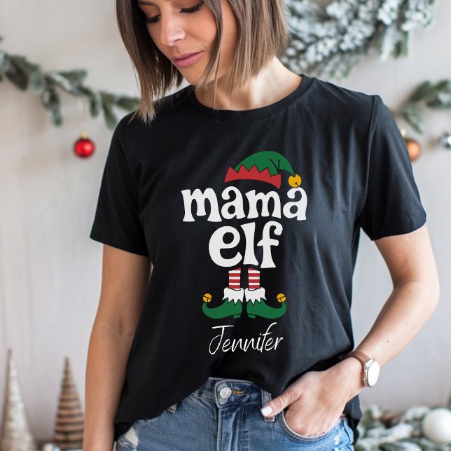 Mama Elf Funny Elf Matching Weihnachtsgeschenk T-Shirt (Von Creator hochgeladen)