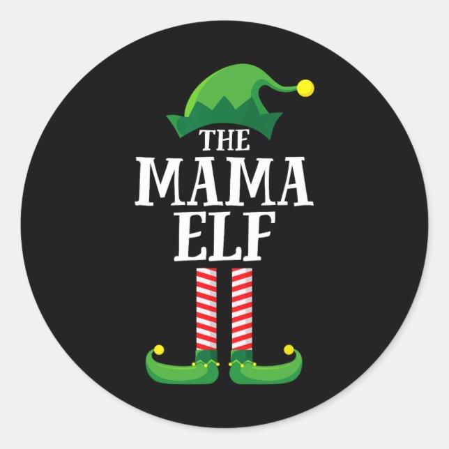 Mama Elf Matching Family Group Weihnachts-Party-Ma Runder Aufkleber (Vorderseite)