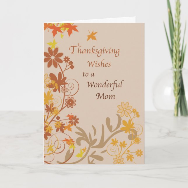 Mama Erntedank wünscht Herbstlaube und Blume Karte (Vorderseite)