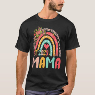 Mama Est 2023 Niedliche Junge Mutter Frauen Leopar T-Shirt