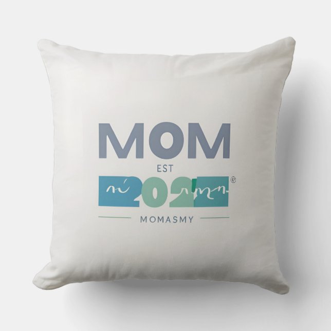 Mama Est. 2025: Minimalistischer neuer Mommy Keepa Kissen (Vorderseite)