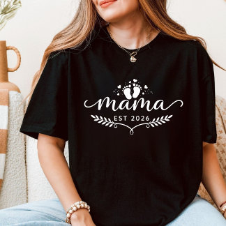 Mama Est 2026 Neue Mama Schwangerschaft Enthüllung T-Shirt