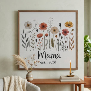 Mama Est Botanische Wildblumen-Blumen-Jahres-Kunst Poster