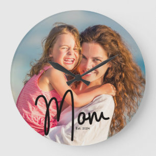 Mama Est. Fotogeschenk Große Wanduhr