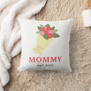 Mama EST Jahr Blumenstrauß Süßes Geschenk Kissen