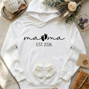 Mama Est Jahr Minimal Footprint Schrift Typography Hoodie
