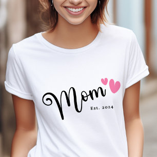 Mama Est. Jahr Mütter Tag niedlich und Skriptherze T-Shirt